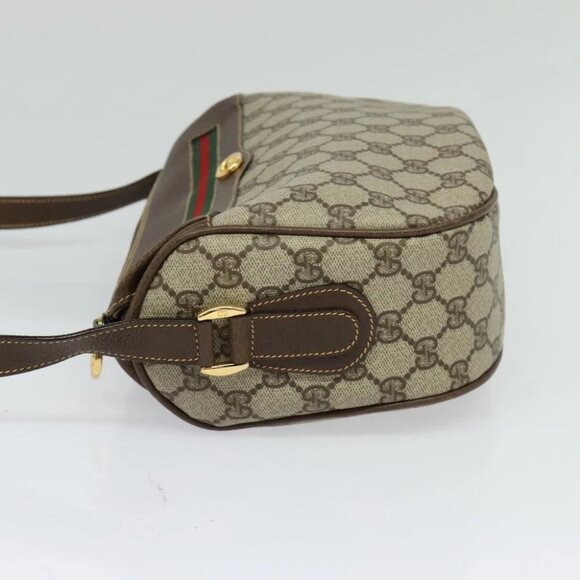 GUCCI GG Supreme Web Sherry Line Bag PVC Beige Gold 001 58 0918 Auth BD1998 - Picture 6 of 15